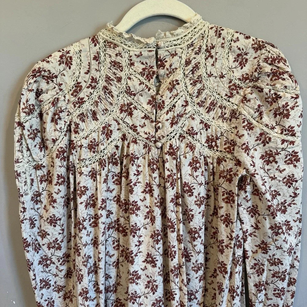 Doen Dress Songbird Toile Floral Lace Victorian Belted Designer Retro S No Belt - Picture 5 of 5